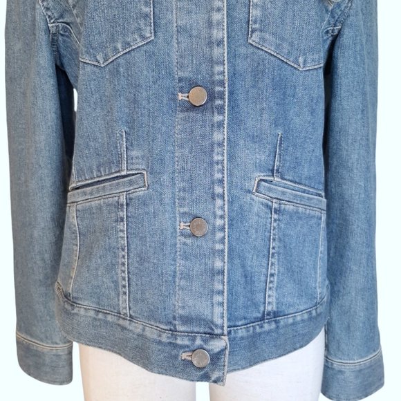 J. Jill Recrafted Floral Embroidered Medium Blue Denim Jacket XS - Picture 5 of 11